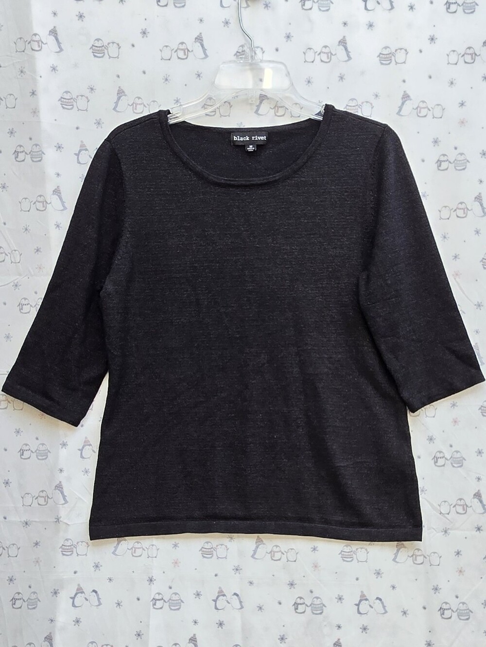 Black Rivet Charcoal Short Sleeve Knit Top. M